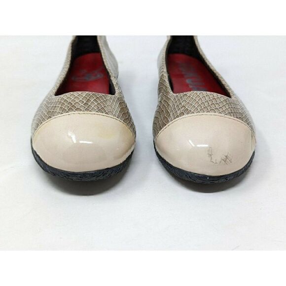 KOKUA BARCELONA PATENT LEATHER SNAKE PRINT TAN BALLET FLATS WOMENS EU 37 US 6.5 - Picture 2 of 8